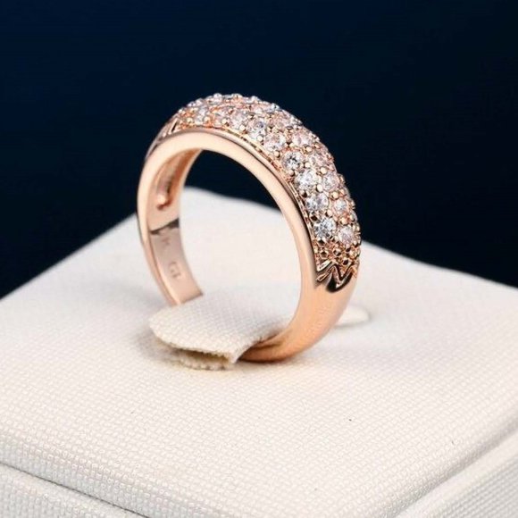 Janice Pave Wedding Band with AAA CZ Diamonds - Picture 3 of 16